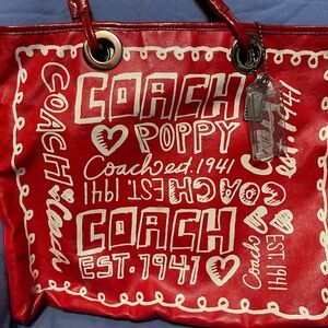 Coach Poppy Red Graphic Tote